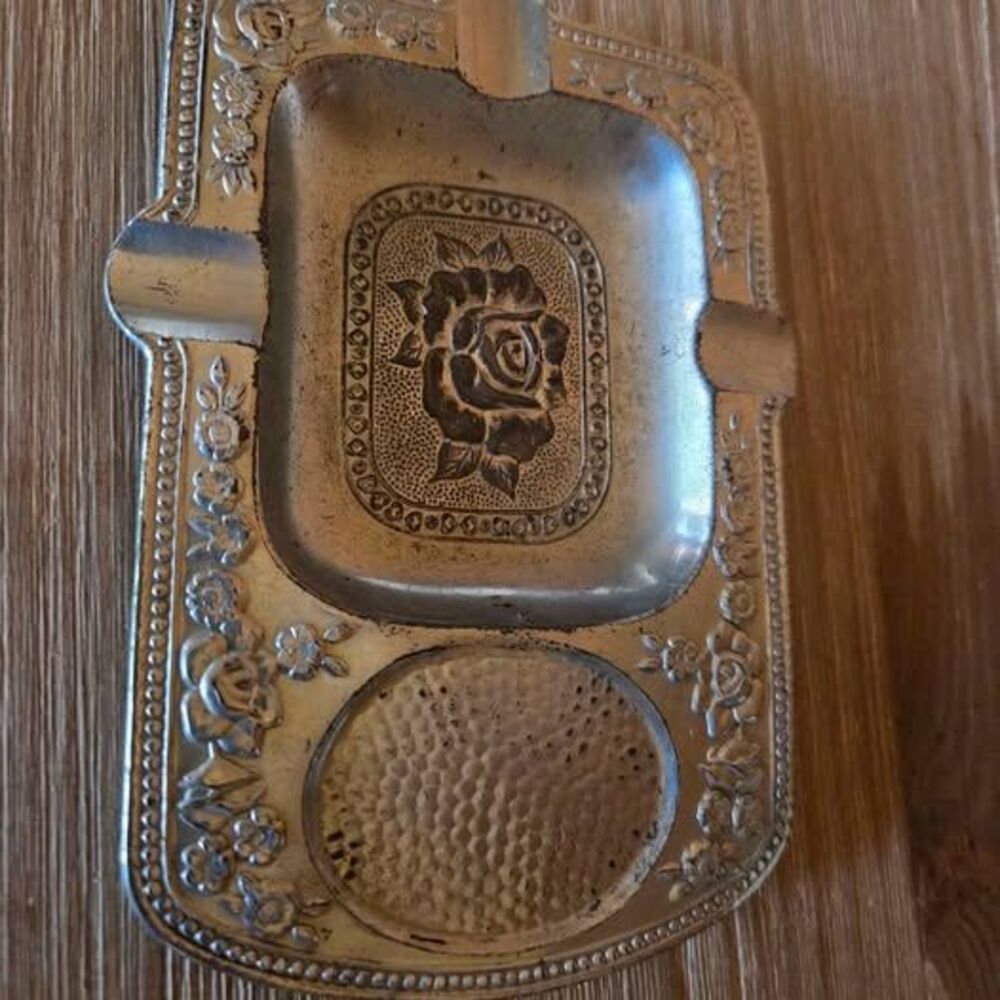 Vintage PKS Rose Metal Ashtray Made in Occupied Japan